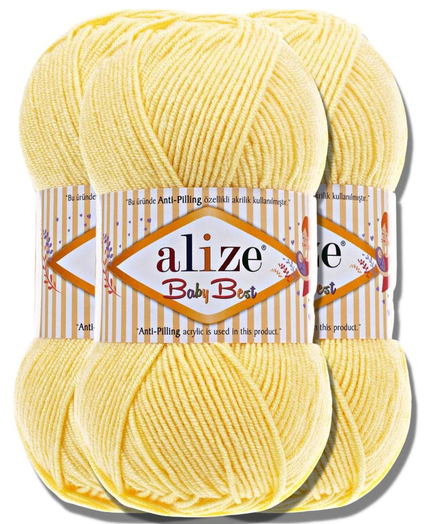 Alize 3x 100 g Baby Best Lana, antipilling, tinta unita, Immagine del prodotto 