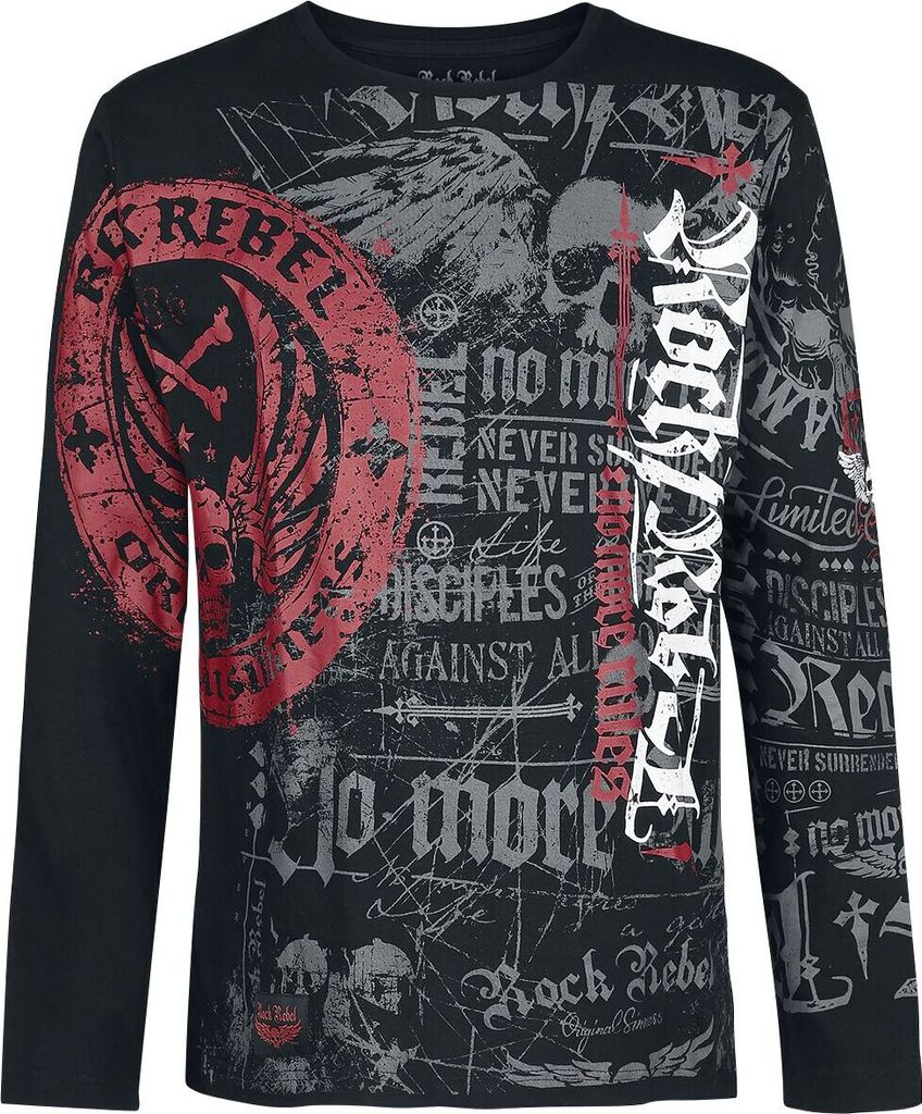 Rock Rebel by EMP Herren schwarzes Langarmshirt mit Allover-Print S