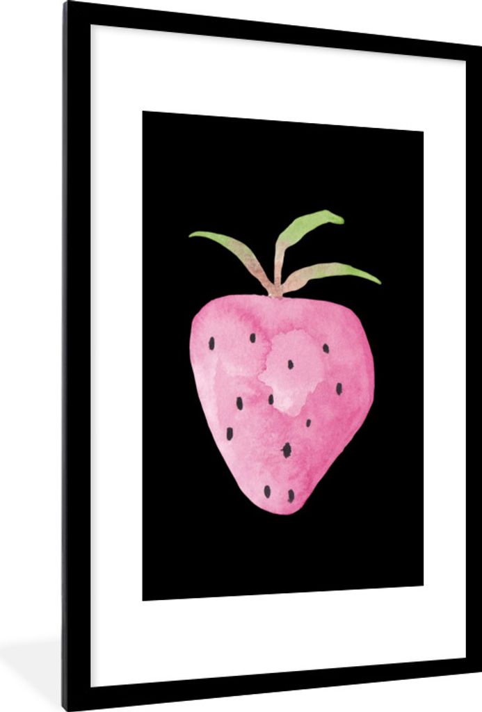 MuchoWow® Gerahmtes Poster Erdbeere - Aquarell - Rosa - Produktbild 