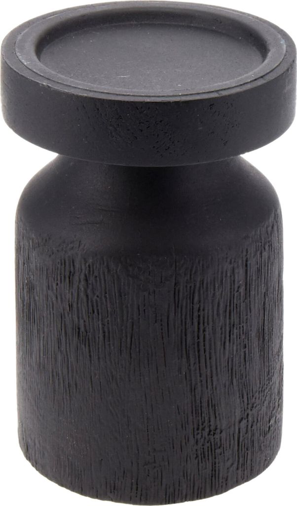Home styling kandelaar hout zwart 15cm v. stompkaars