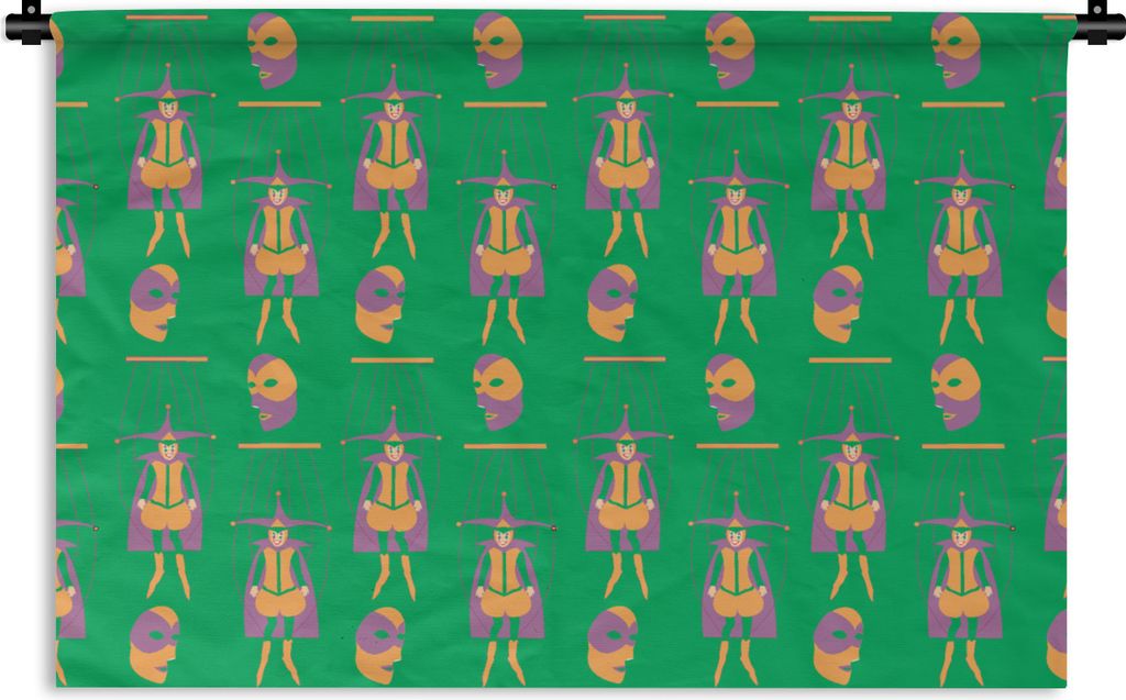 MuchoWow Wandteppich Wandbehang Maske - Karneval - Witzbold 90x60 cm Tapisserie Dekoration Wandtuch - Wandskulpturen - Bildteppich