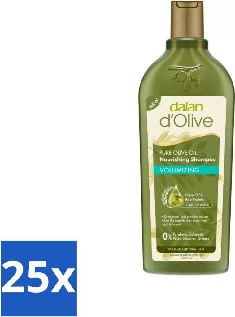Dalan d'Olive – Shampoo – Extra Volumen – Für dünnes & feines Haar – Pflegend – 400 ml - Vorteilspack - 25 Stücke