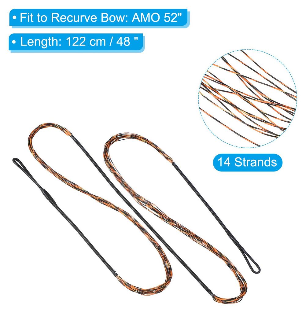Bogensehne mit 2 Stš¹ck Messingnocken 1 Satz Silikon Fingertab Sehnenl?nge 48" Tats?chliche L?nge fš¹r AMO 52" Traditioneller Langbogen, 14 Str...