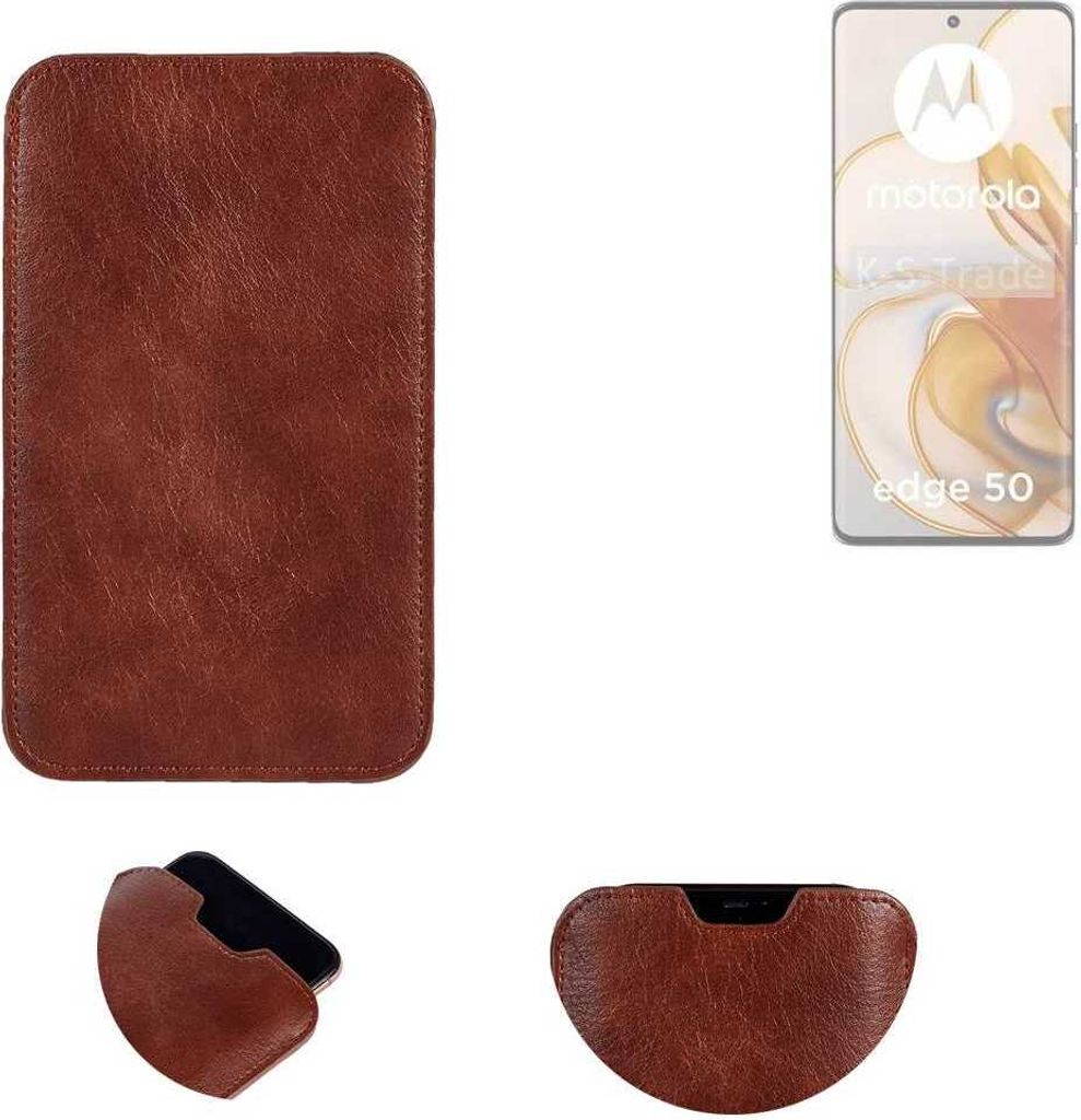K-S-Trade Schutzhülle Handyhülle kompatibel mit Motorola Edge 50 Handytasche Kunstleder Sleeve in braun