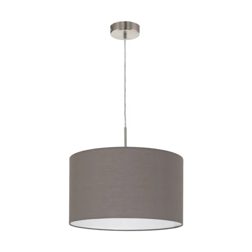 Lampada Sospensione 38cm Eglo Pasteri Tessuto Antracite Nichel Opaco - 9