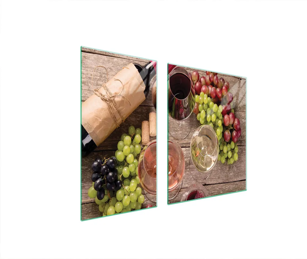 Proteggi Fornelli Vetro 90x52 - Tagliere Gigante 2 Pezzi Legno e Vino