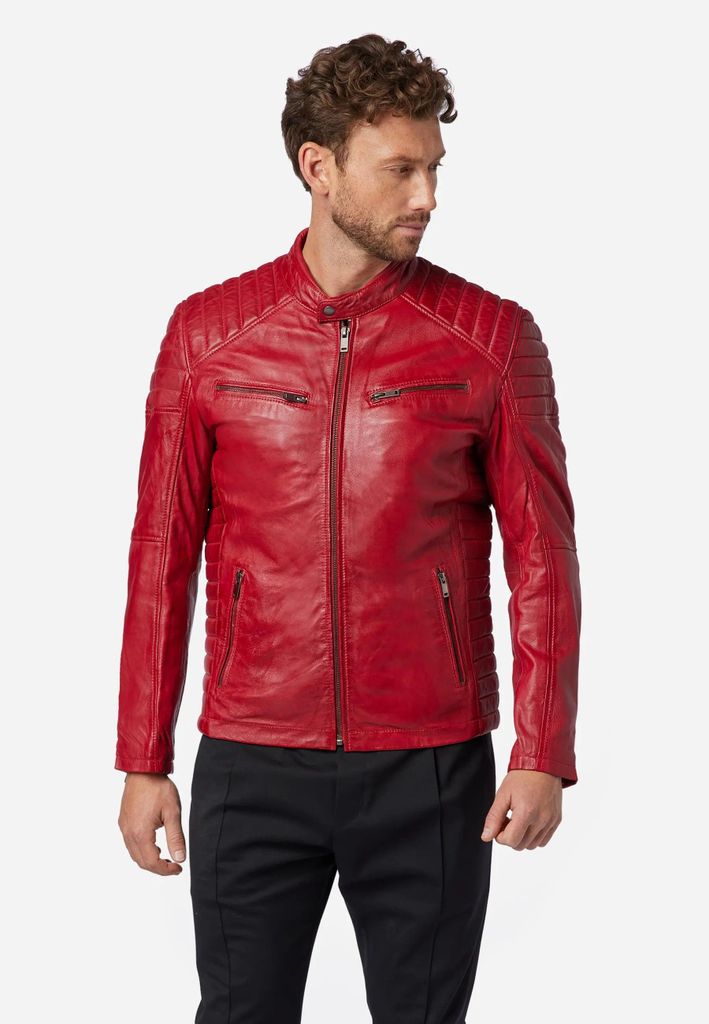 Herren Lederjacke Ricano COOPER – Rot / XL