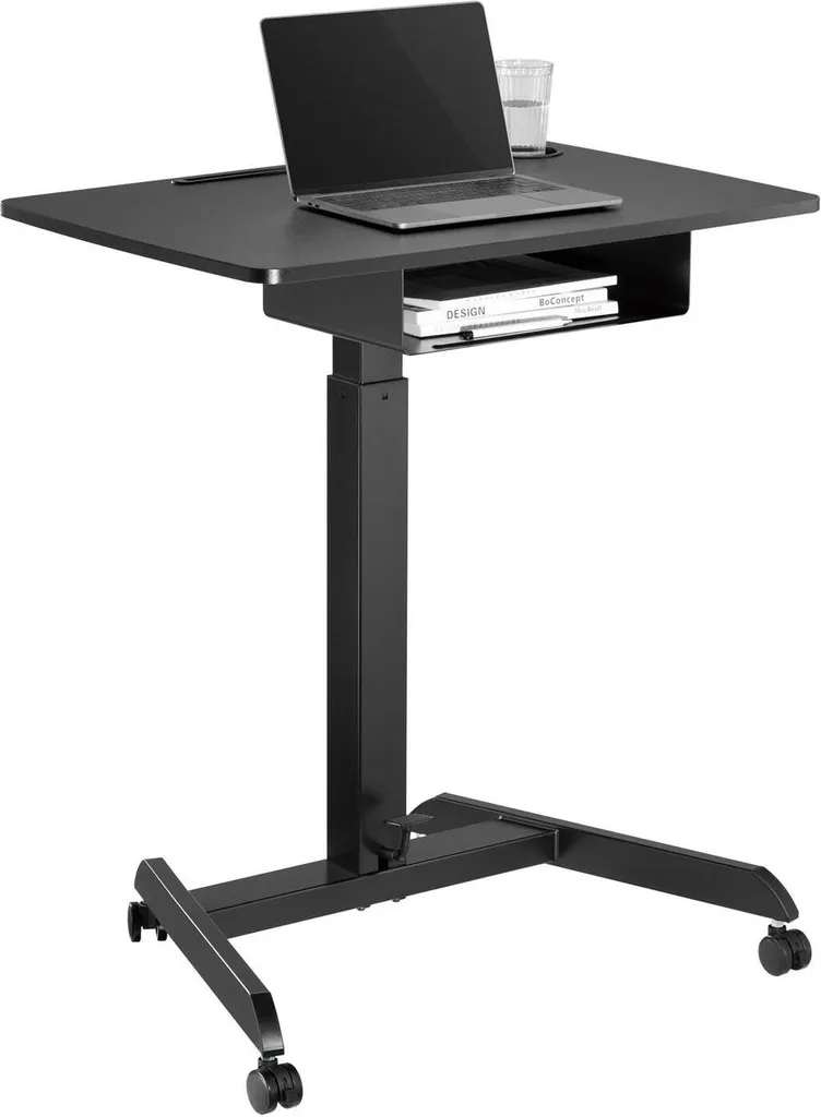 Table d'ordinateur portable réglable avec tiroir et roulettes - Noir