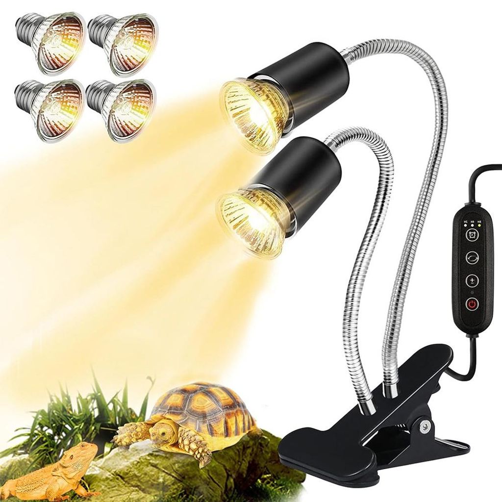 Doppelende Schildkröten Wärmelampe Reptilien Terrarium Lampe E27 UVA UVB mit 25W+50W Birnen