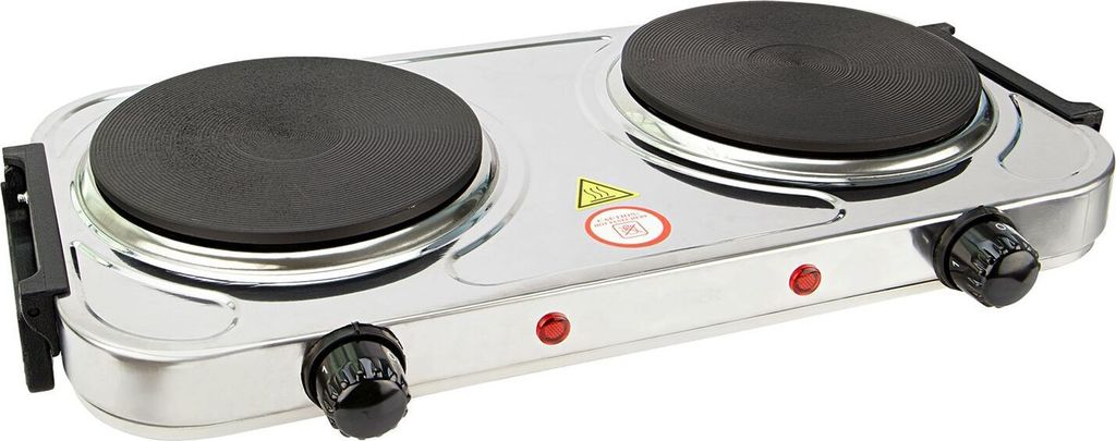 Edelstahl Doppelkochplatte silber Elektroplatte Camping Kochfelder Heizplatten