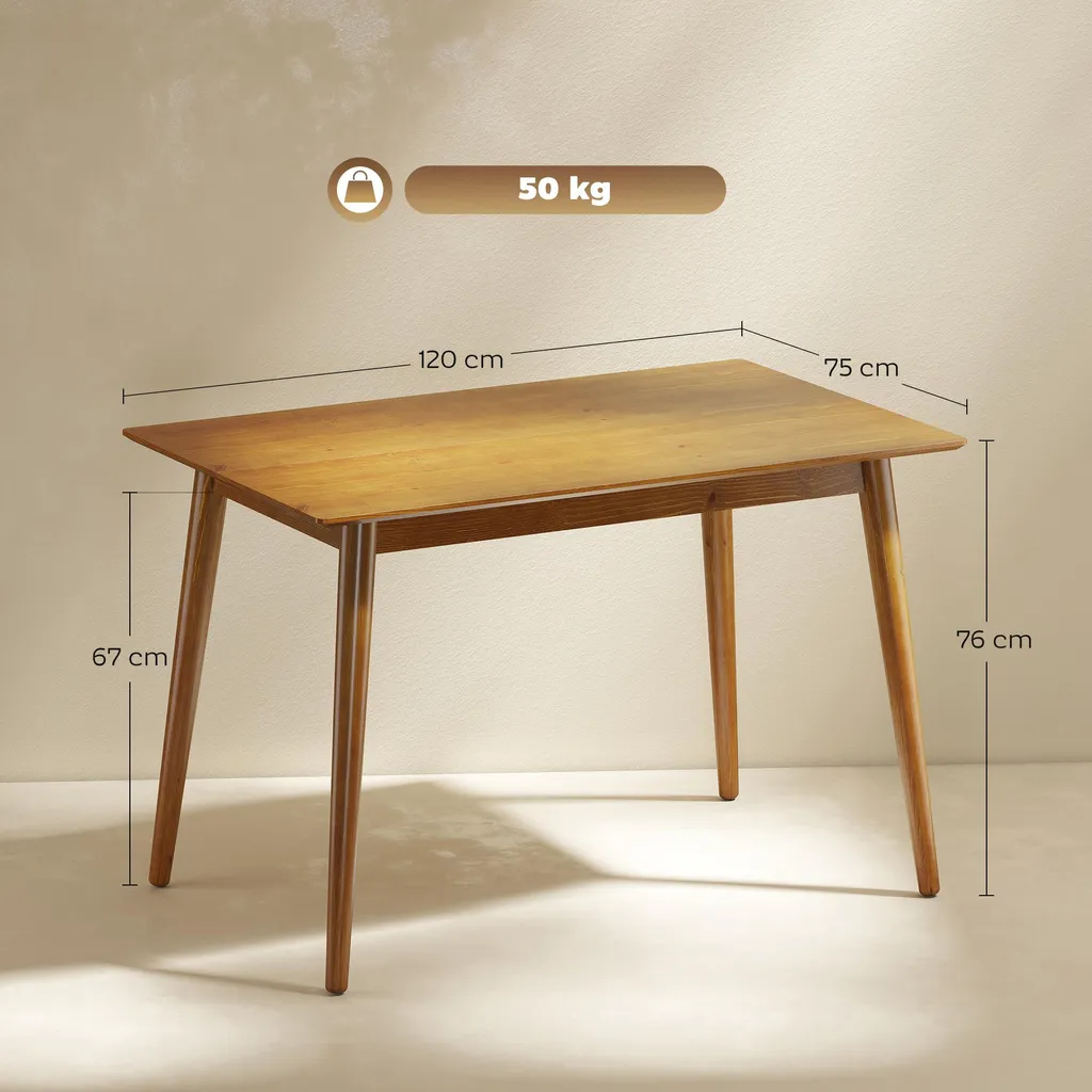 Table à manger familiale 120x75 cm idéale pour petits espaces 6 pers