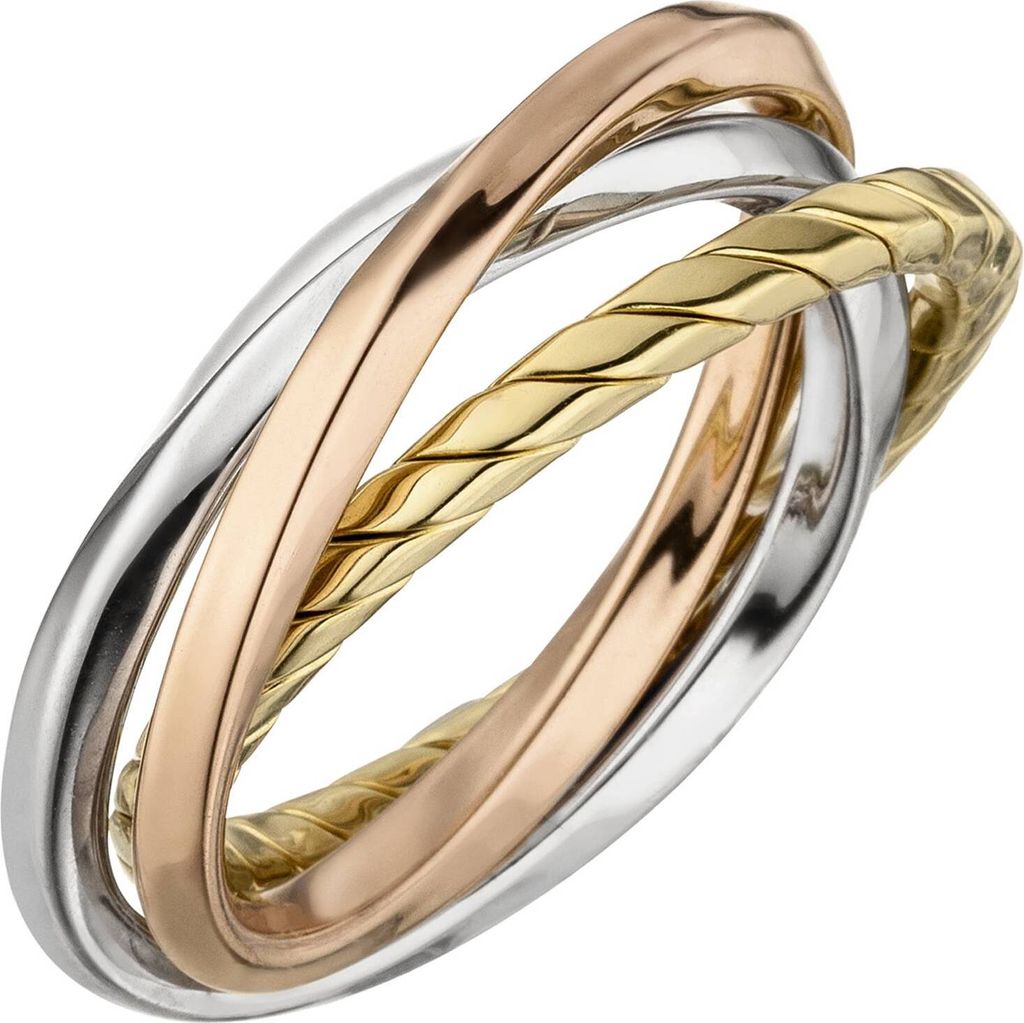 Gr. 62 Damen Ring verschlungen 925 Sterling Silber tricolor Produktbild 