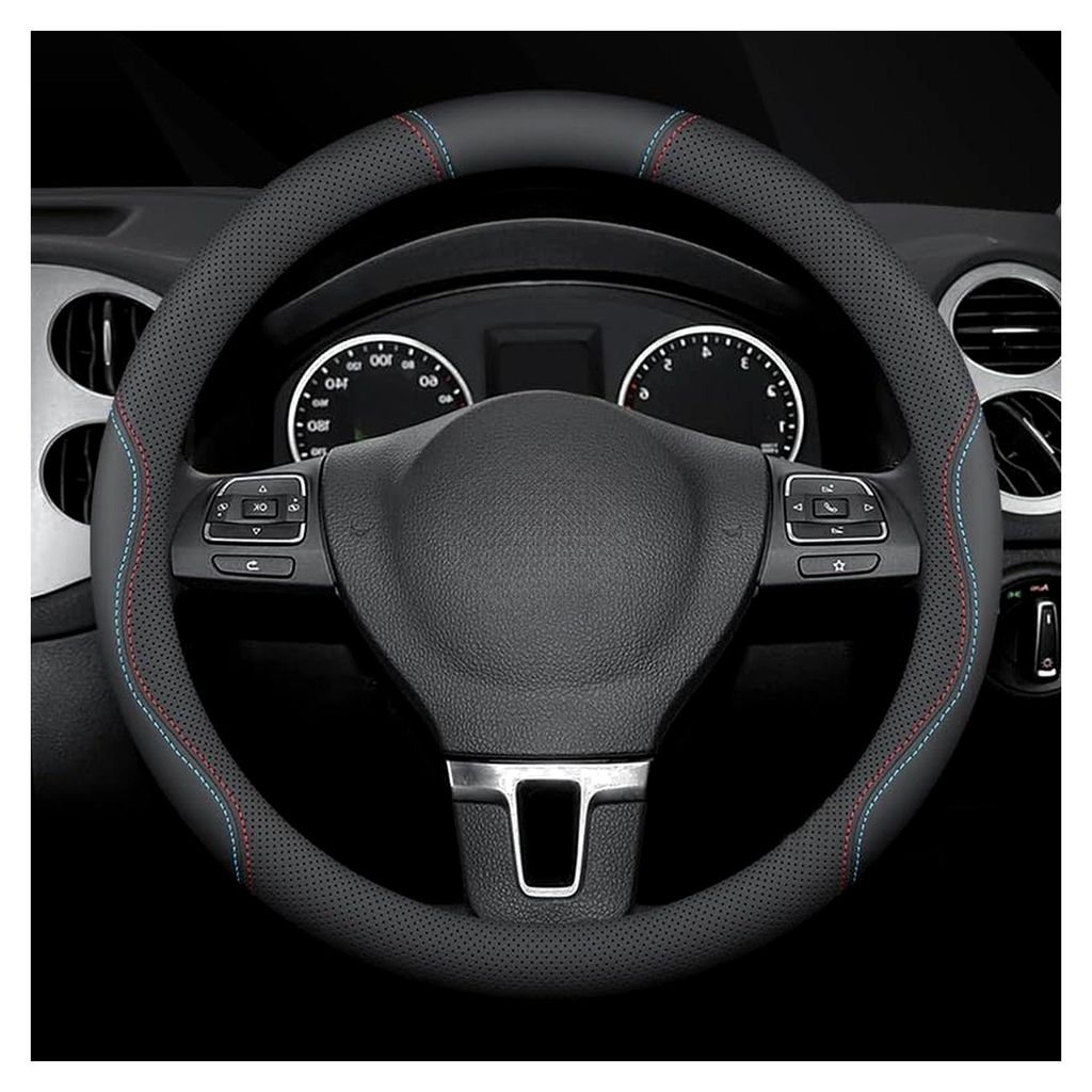Auto Lenkradbezug Leder für Skoda Octavia II 1Z5 Estate 2004-2013, Lenkradhülle Anti Rutsch Breathable Lenkradschutz Lenkradabdeckungen für Frau...