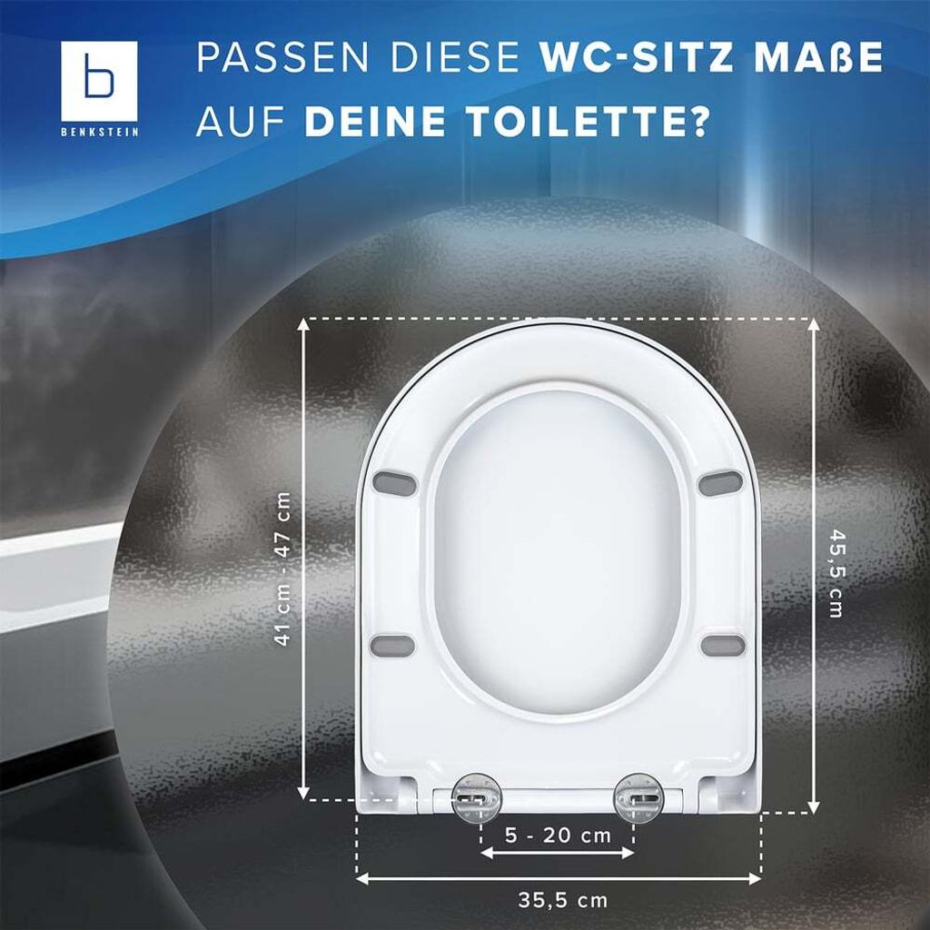 BENKSTEIN Premium Toilettendeckel - antibakteriell D-Form Produktbild 2