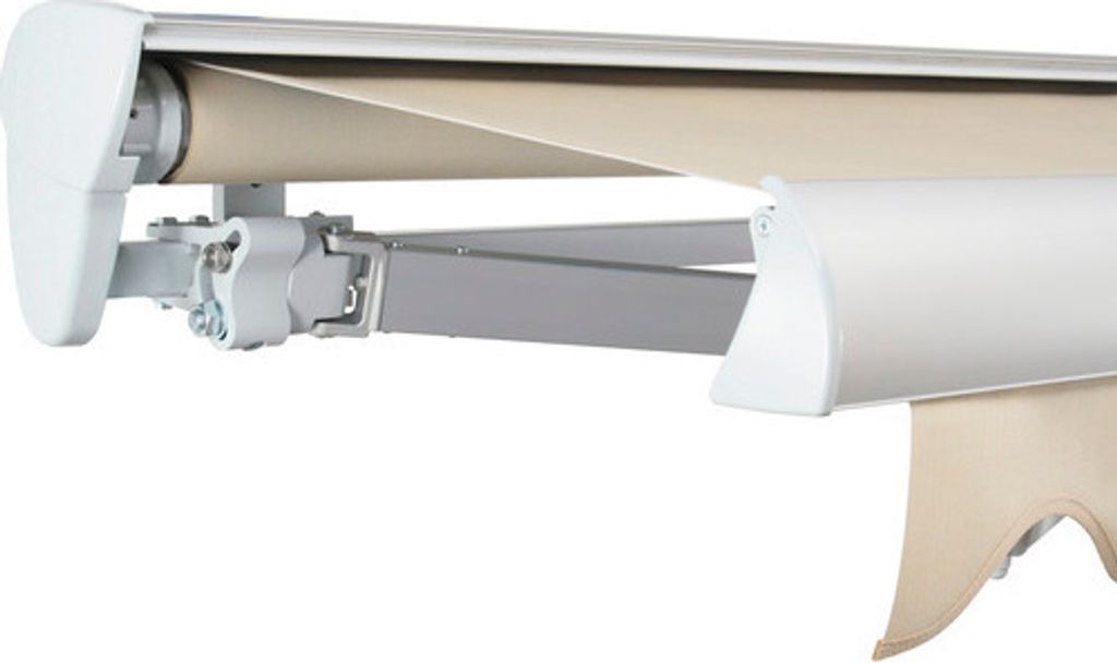 SOLUNA Halbkassettenmarkise Classic 5,5x2,5 Stoff Dessin 320930 Gestell E6EV1 silber eloxiert Antrieb links inkl. Motor