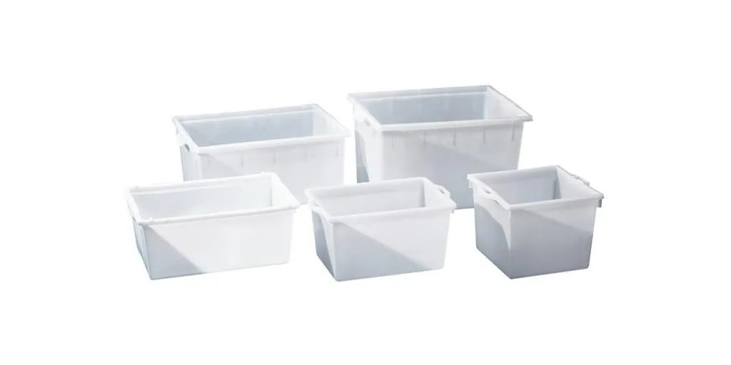 Bac plastique 160L empilable pour optimiser le stockage en entrepôt