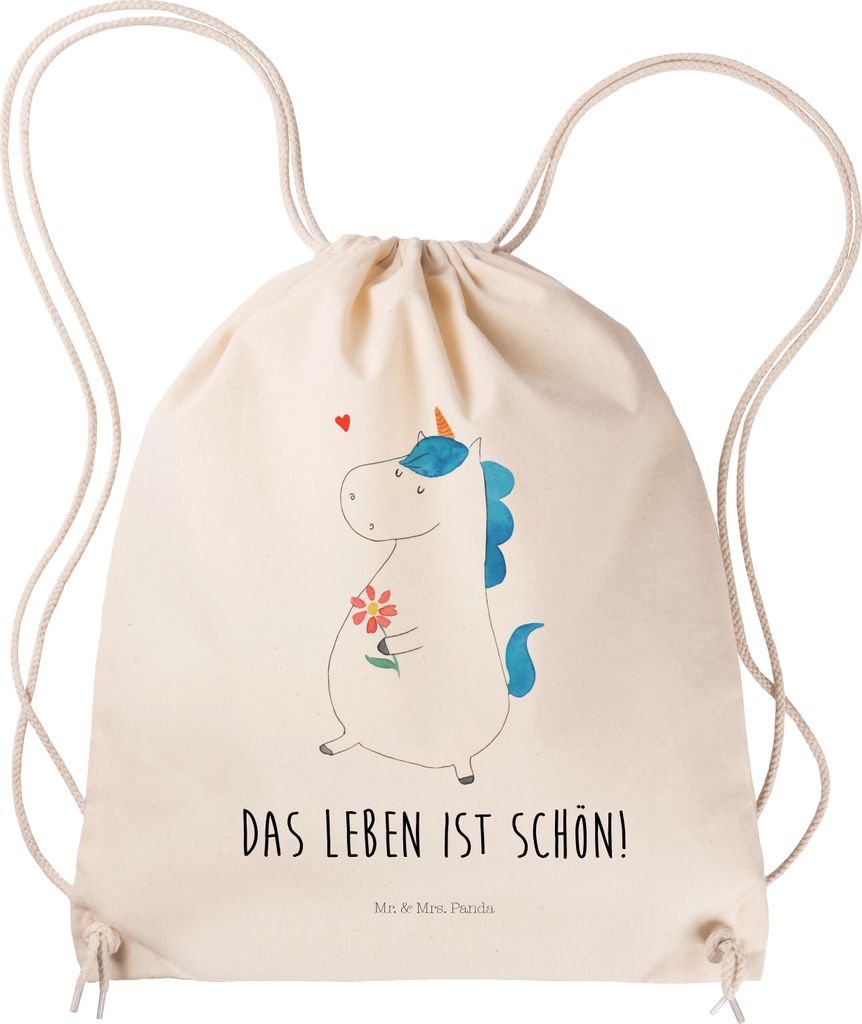 Mr. & Mrs. Panda Jutebeutel Einhorn Spaziergang - Transparent - Geschenk, Unicorn, Motivation, leichter rucksack, beutel, Baumwollbeutel, zugbeutel...