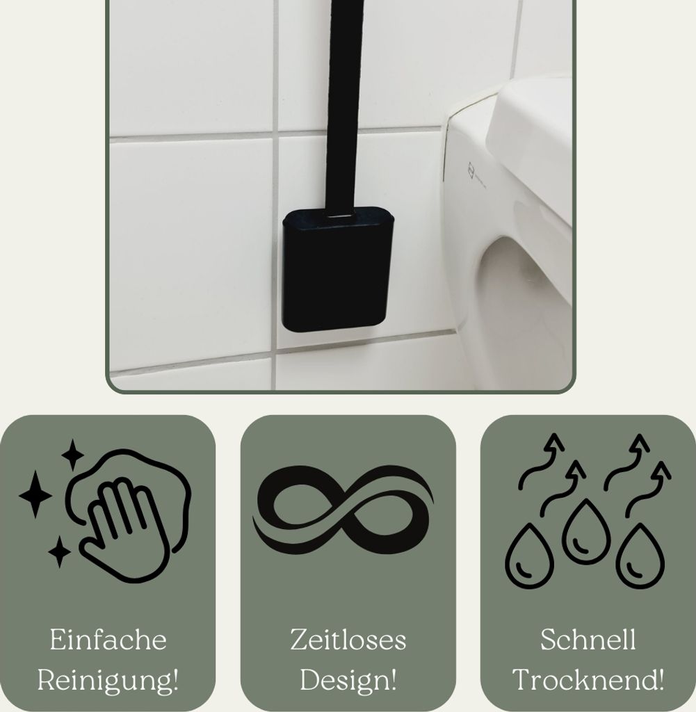 Klobürste Silikon schwarz Wandmontage Silikon Produktbild 6