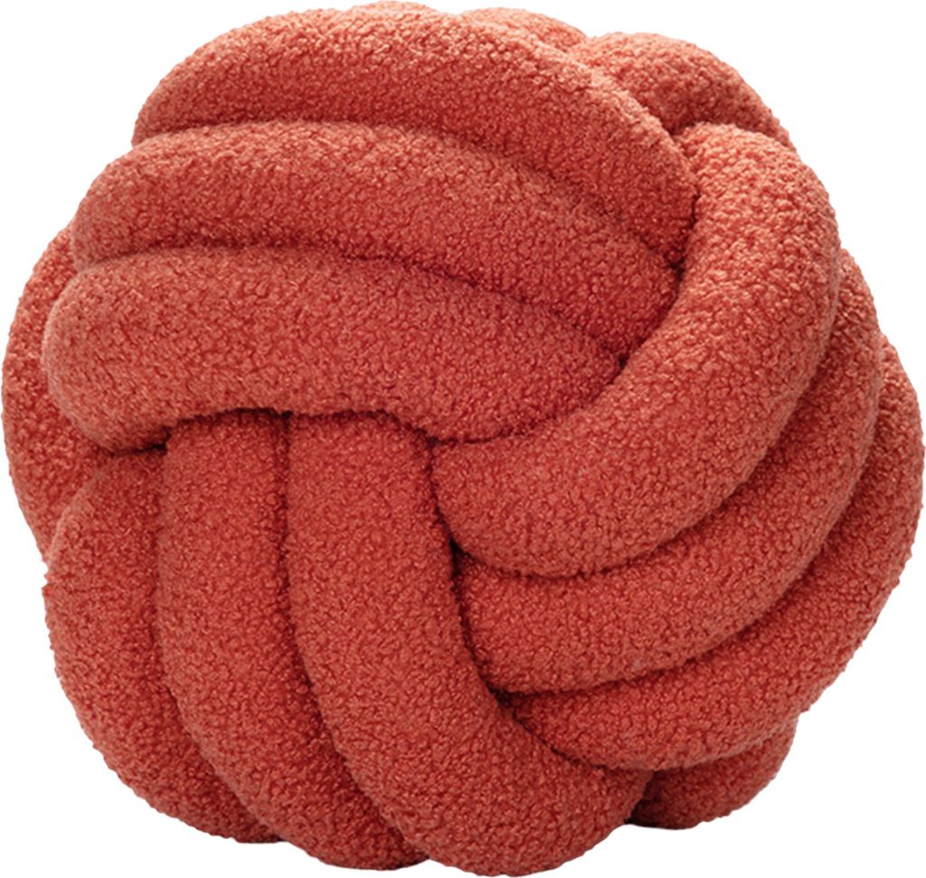 Knotted Ballwurf Kissen Ultra weiche Begleiterschaft dekorativ handgewebte Knotbugel Lamm Samtsofa Kissen für Badezimmer-Ziegelrot