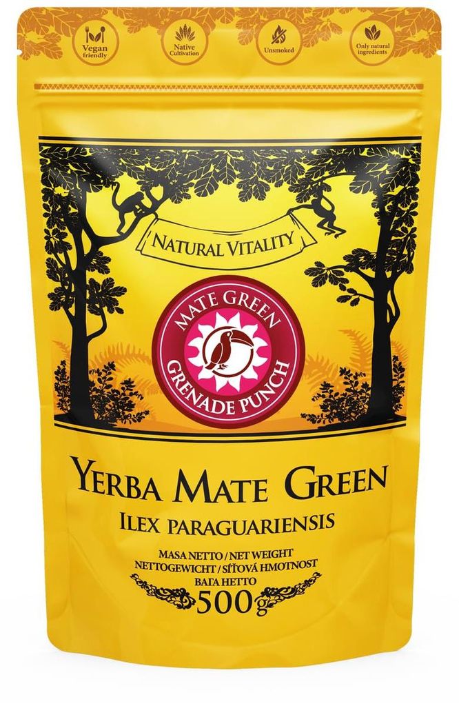 Yerba Mate Green Grenade Punch 500g – Brasilianische Yerba Mate mit Acerola & Guarana - Fruchtig, belebend & exotisch - Luftgetrocknet, vegan
