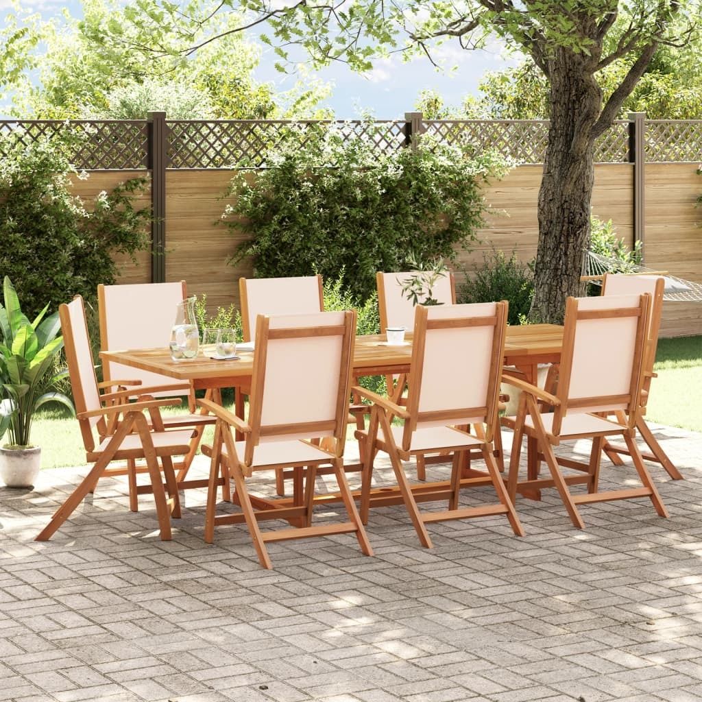 Maison Exclusive - 9-tlg. Garten-Essgruppe Massivholz Akazie und Textilene