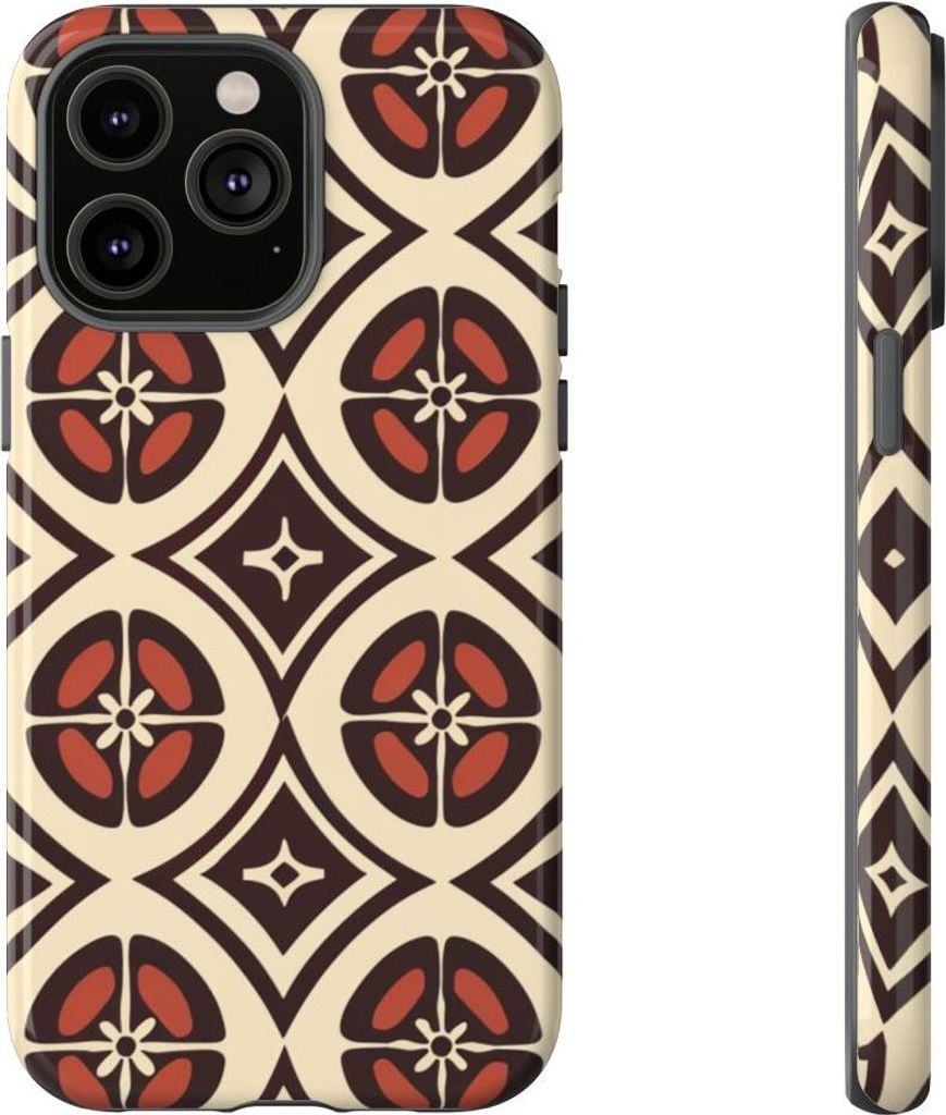 Geometrisches Muster in Braun und Beige – Hülle Kompatibel mit iPhone 14 Pro Max