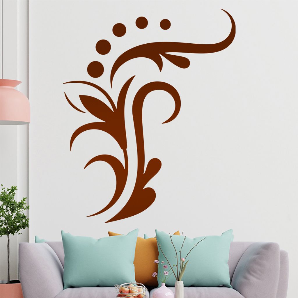 Blume - Linien Punkte Wandtattoo in 6 Größen - Wandaufkleber Wall Sticker - Dekoration, Küche, Wohnzimmer, Schlafzimmer, Badezimmer