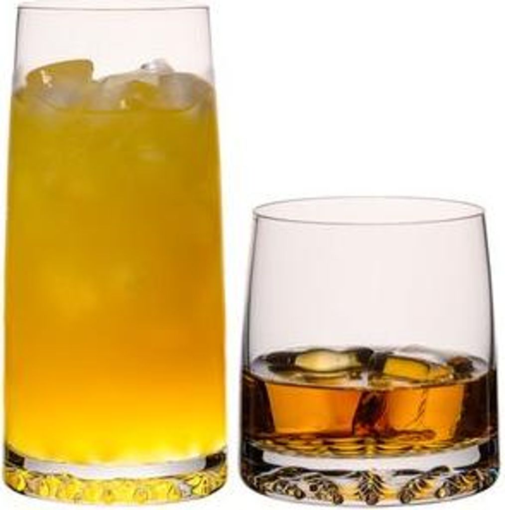 IMPERIAL glass Trinkgläser Set 12-teilig - Wassergläser und Saftgläser aus Crystalline Glas 530ml/380ml - Serie "Faro", strukturierter Boden, sp...