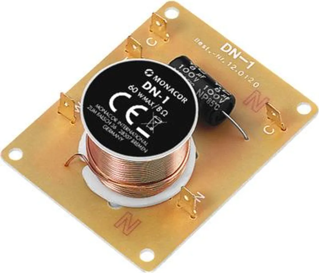 MONACOR DN-1 Séparateur de fréquences à 2 voies 8 Ohms pour Enceintes