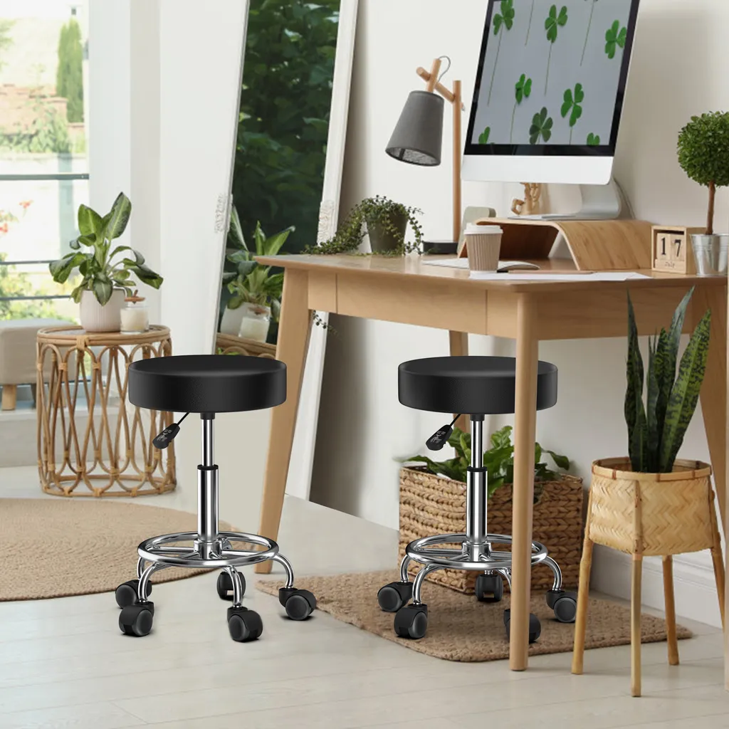 Tabouret à roulettes pivotant réglable noir pour éviter le mal de dos - 4