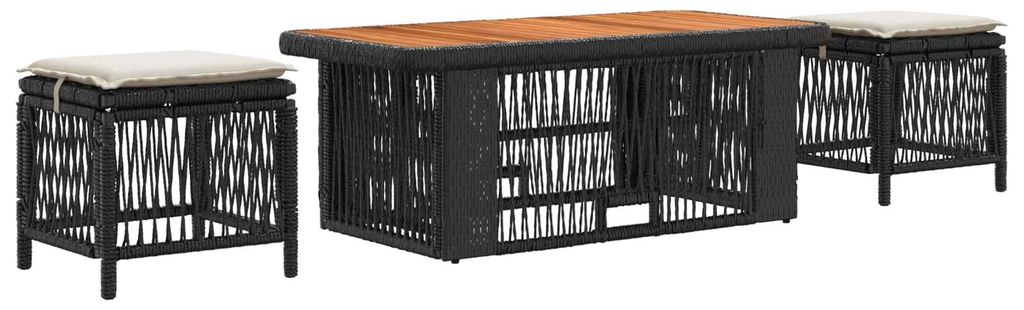 vidaXL Garten Essgruppe mit Kissen 4 pcs Schwarz und Creme Poly-Rattan
