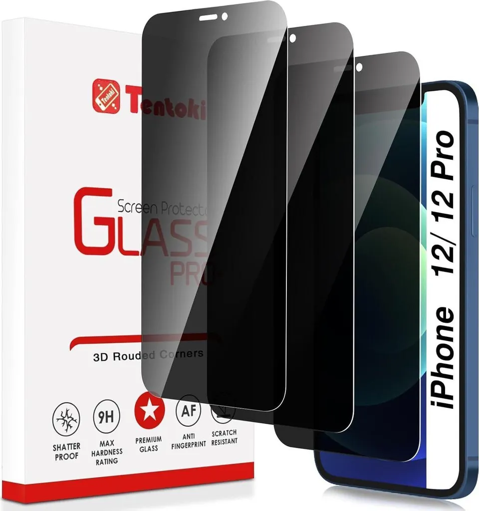 Protection Écran iPhone 12 Pro Anti-Regard - Pack de 3 Verres Trempés 9H