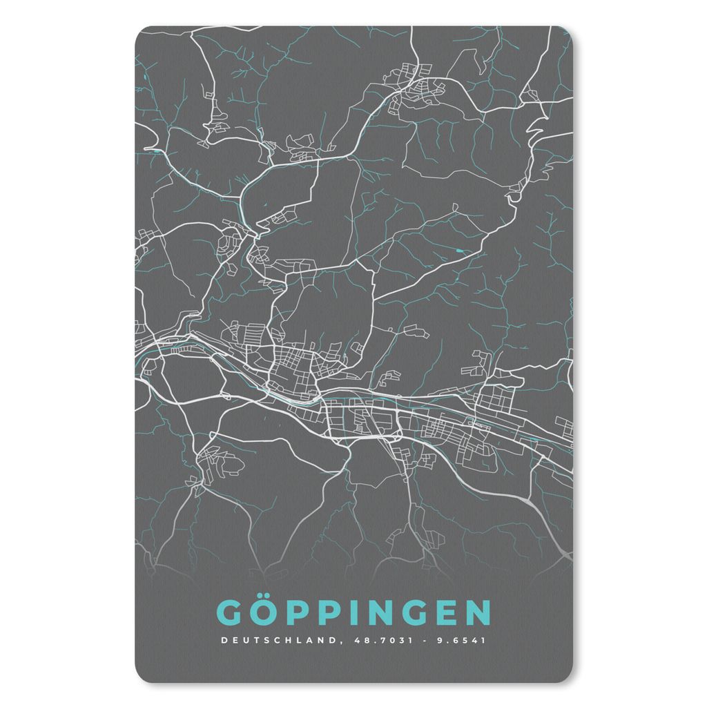 MuchoWow Mauspad Mousepad Blau - Deutschland - Karte - Stadtplan - Göppingen 40x60 cm - Mousepads - Maus Mat - Pad - Mausunterlage - Schreibtisc...