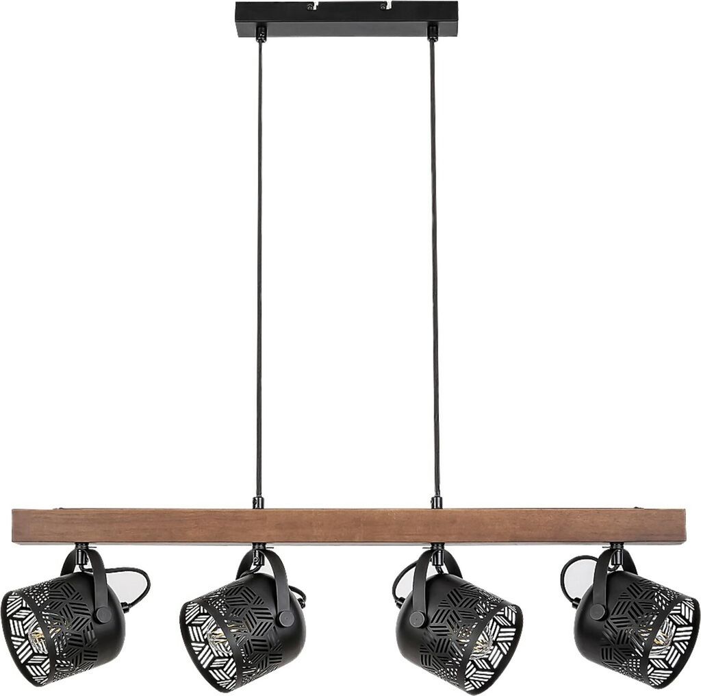 Rabalux 3300 Pendelleuchte 4 Spots Rotem, E14-Holz, braun-schwarz, rund, Industriell, ø110mm