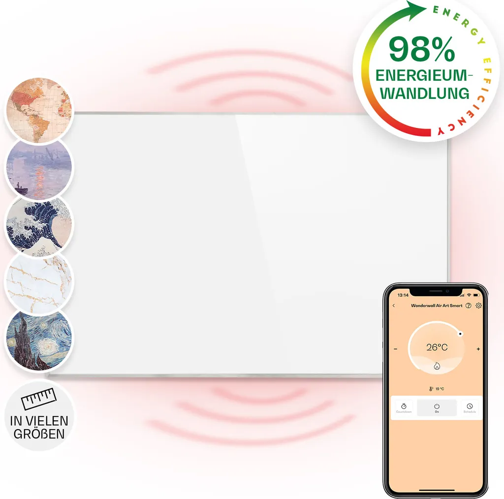 Radiateur Electrique Extra Plat 960W - Chauffage Infrarouge Intelligent