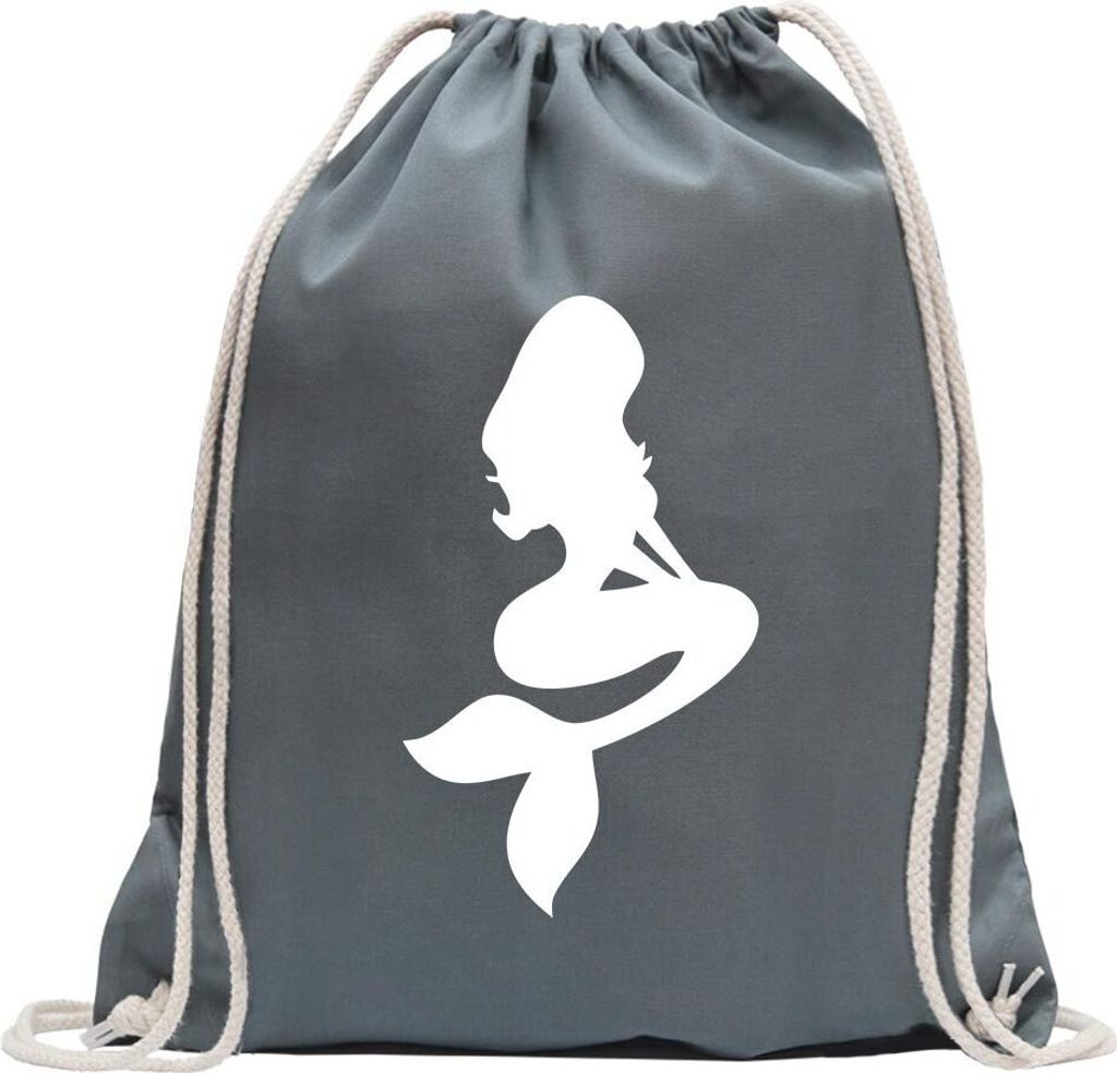 Kiwistar - Turnbeutel - stahlgrau - Meerjungfrau 2 - Seejungfrau - Fun Rucksack Sport Beutel Gymsack Baumwolle mit Ziehgurt