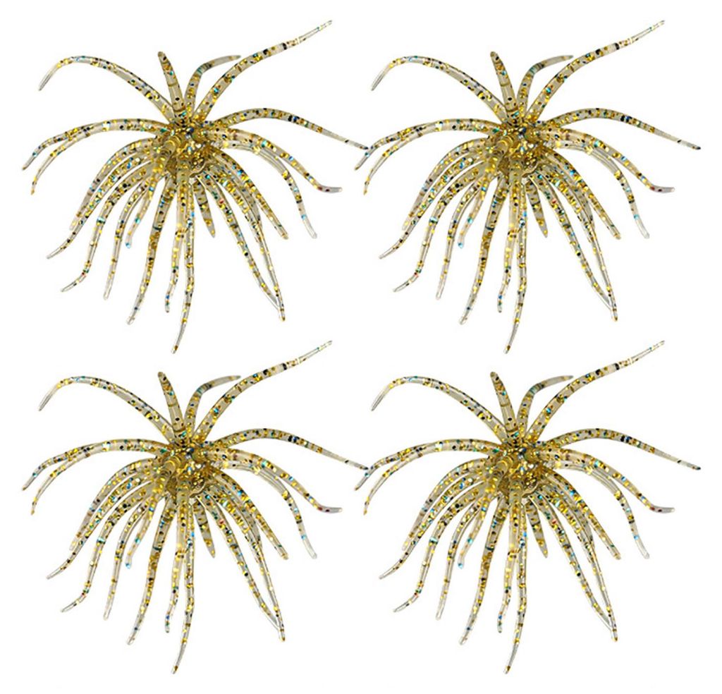 4 Stück 6 cm/1,9 g und 10,5 cm/4 g weiche Seeigel-Köder mit Schwimmflügeln, künstliche Tentakel-Köder, Salzwasser- und Süßwasser-Barsch- und...