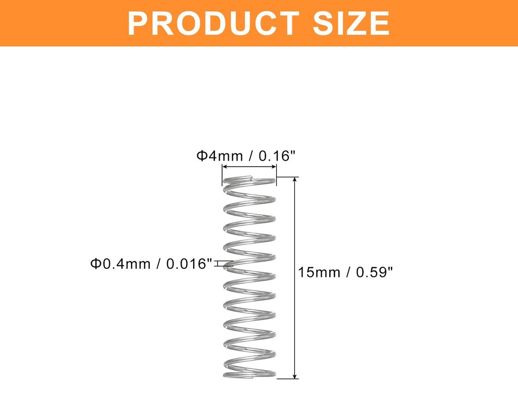 5 Stš¹ck Druckfeder, 0.4 x 4 x 15 mm Druckfedern Feder Federn Zugfeder Zugfedern Spring Spiralfeder Spiralfedern Sprungfeder Stahlfeder 304 Edels...