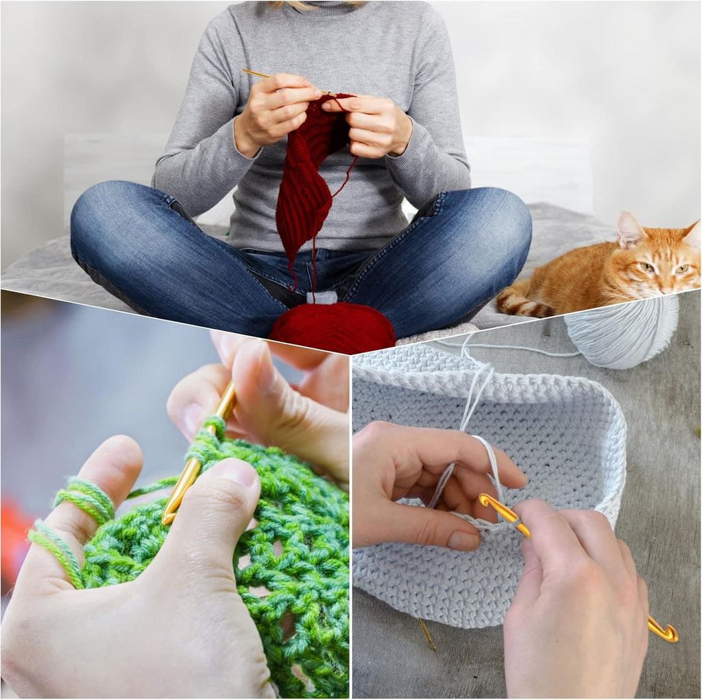 10-teilige Set doppelte Häkelnadeln - goldene Metall - handwerkliche DIY-Nadeln Set - Pullover stricken Maschen Kit - Nähzubehör für Anfänger.