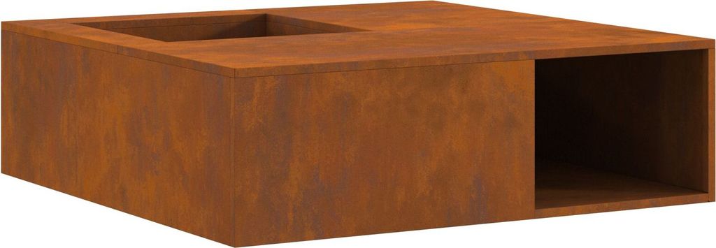 Feuerstelle mit Holzlager 100x100x30 cm Cortenstahl, Feuerkörbe & -schalen DesignMöbel Neu