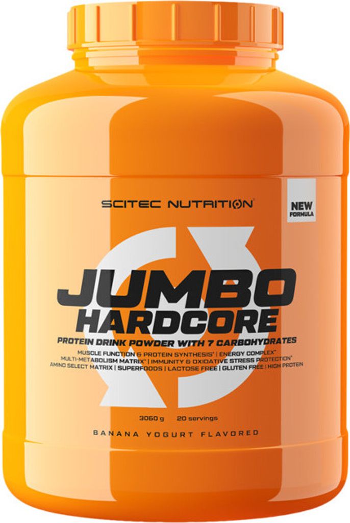 Scitec Nutrition Jumbo Hardcore 3060 g Bananen-Joghurt / Weight Gainer / All-in-One-Gainer mit Kreatin und Aminosäuren