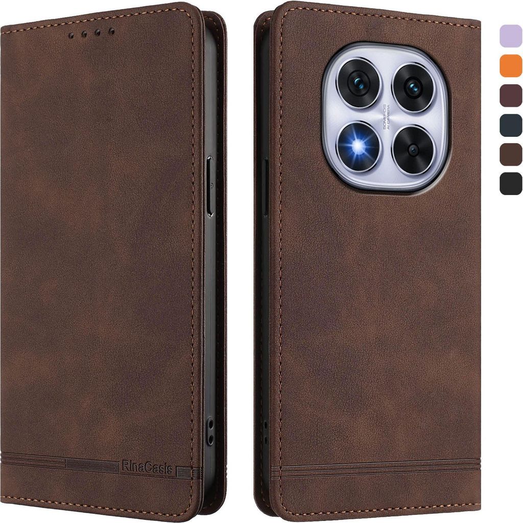 Hülle für Xiaomi Poco X7/Redmi Note 14 Pro 5G/14 Pro+ 5G, Retro Kunstleder Ständer Klapphülle mit Kartenfächer und Magnetische Braun