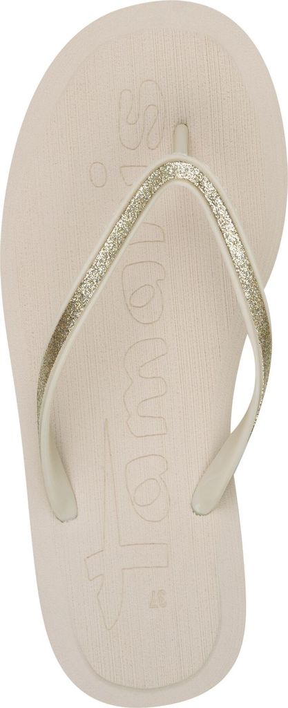 Tamaris Damen Pantolette Badeschuh leichter Zehentrenner mit Glitzer 1-27223-44, Größe:40 EU, Farbe:Beige