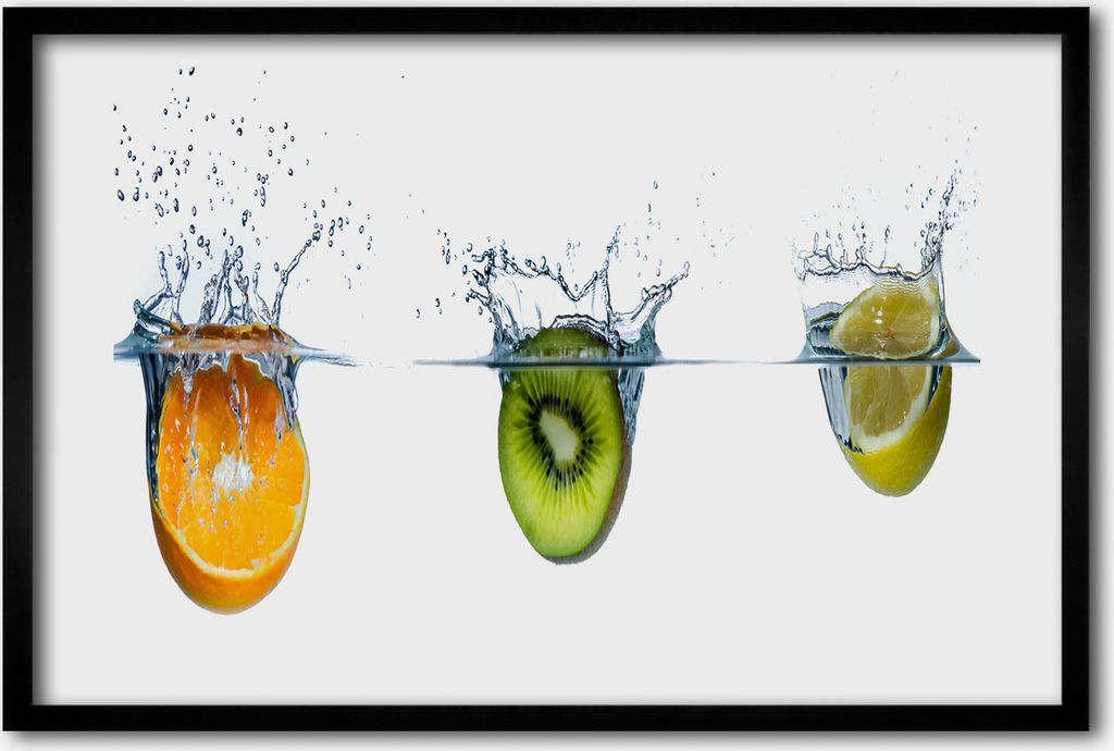 Bild 60x40 MDF-Rahmen, Wandkunst Früchte unter Wasser