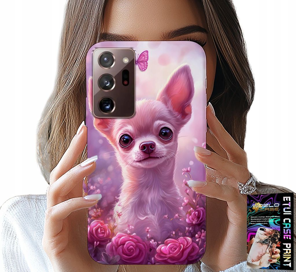 Hülle Für Samsung Note 20 Ultra - Süsser Chihuahua Auf Rosa Blumenhintergrund
