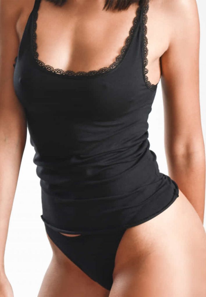 Baumwolle LACE Tanktop Frauen 3er Pack Schwarz S Maxte
