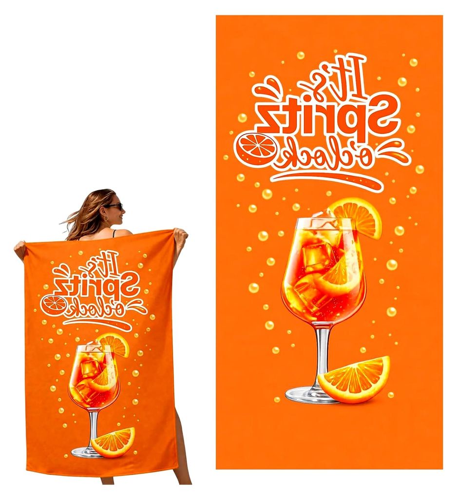 aperol geschenk,aperol handtuchStrandtuch,Mikrofaser 140x70 cm mit Spritz Motiv, Leicht Schnelltrocknend Sandfrei Badetuch Sommer Handtuch Reise Po...