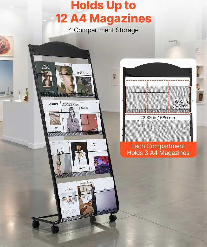 Porte-revues de sol mobile et pliable pour documentation publicitaire - 2