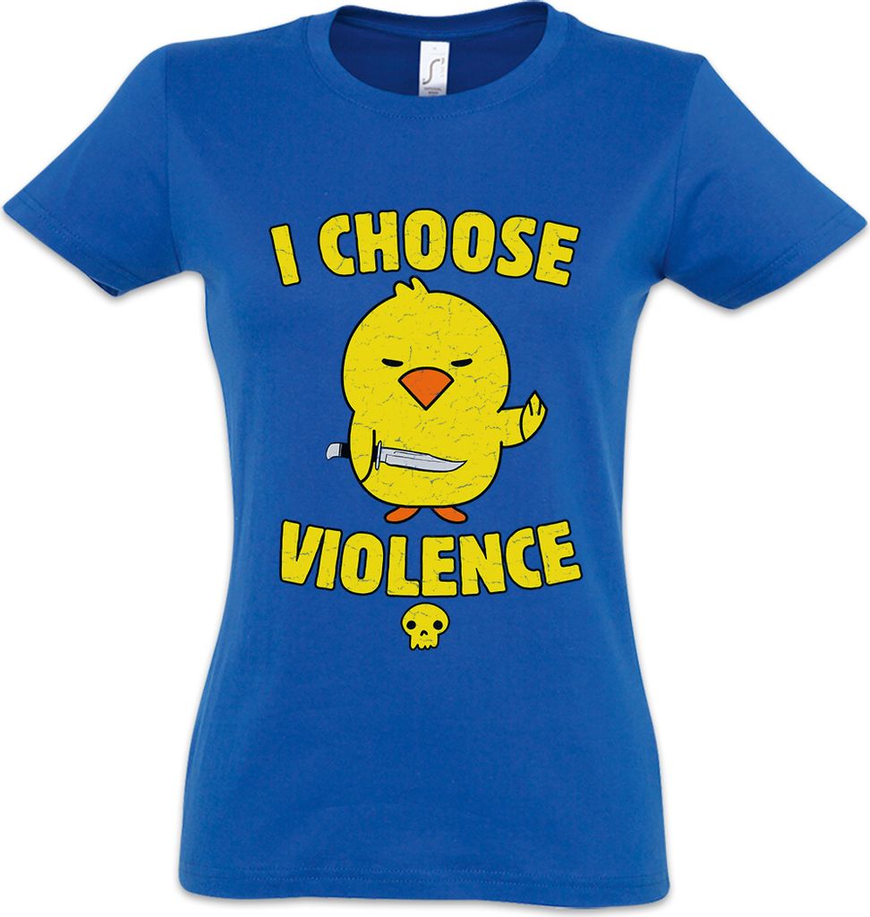 Urban Backwoods I Choose Violence Rubber Duck, Damen T-Shirt, Farbe: Royalblau, Größe: XS