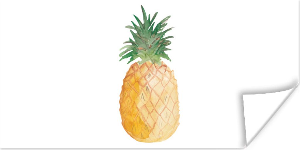 MuchoWow Poster Ananas - Obst - Aquarell 150x75 cm - ohne Rahmen